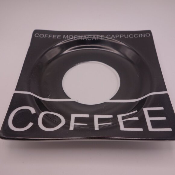 Set of Four(4) Ceramic Square COFFEE MOCHACAFE CAPPUCINO Saucer Plates - Picture 2 of 13